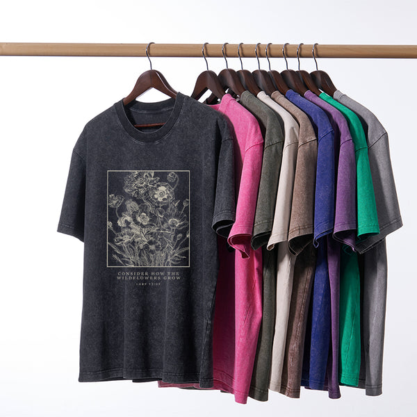 Consider The Wildflowers Christian Washed T-Shirt