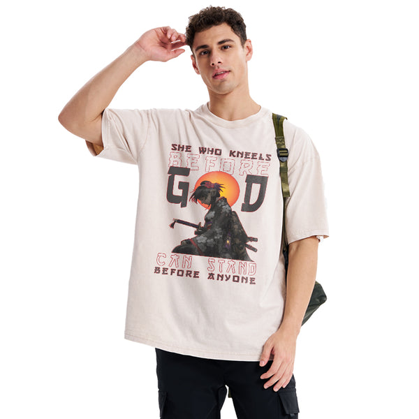 GC-WTSK0110 She Who Kneels Before God Christian Washed T-Shirt