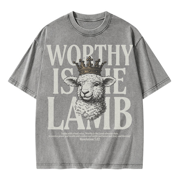 Worthy Is The Lamb Christian Washed T-Shirt
