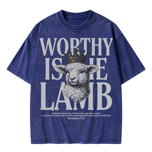 Worthy Is The Lamb Christian Washed T-Shirt