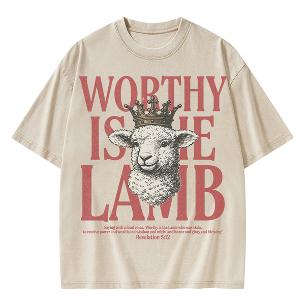 Worthy Is The Lamb Christian Washed T-Shirt