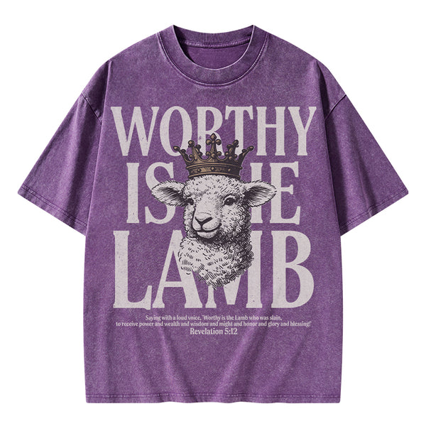 Worthy Is The Lamb Christian Washed T-Shirt