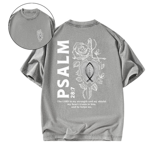 The Lord Is My Strength And Shield Christian Washed T-Shirt