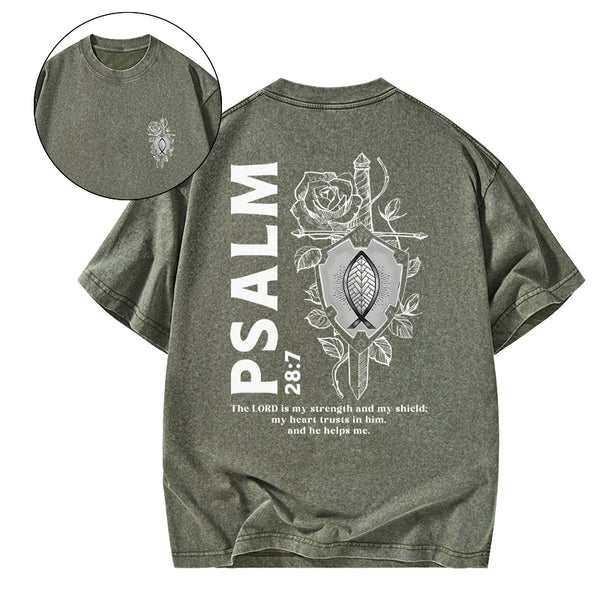 The Lord Is My Strength And Shield Christian Washed T-Shirt