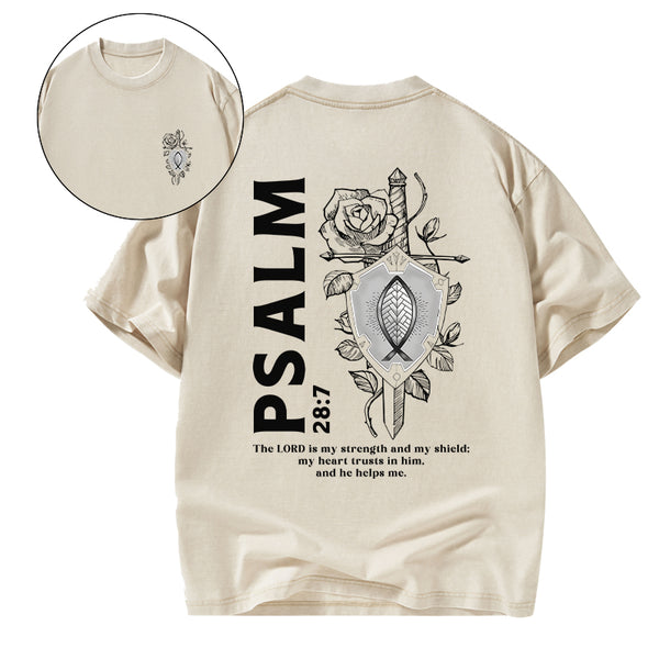 The Lord Is My Strength And Shield Christian Washed T-Shirt
