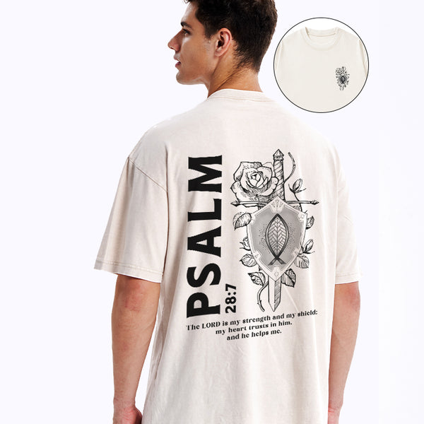 The Lord Is My Strength And Shield Christian Washed T-Shirt