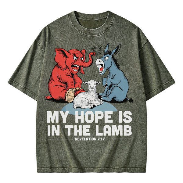 My Hope Is In The Lamb Christian Washed T-Shirt