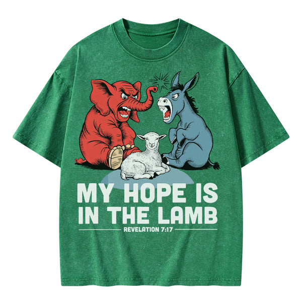 My Hope Is In The Lamb Christian Washed T-Shirt