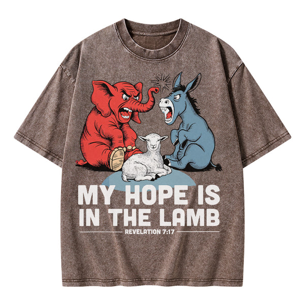 My Hope Is In The Lamb Christian Washed T-Shirt
