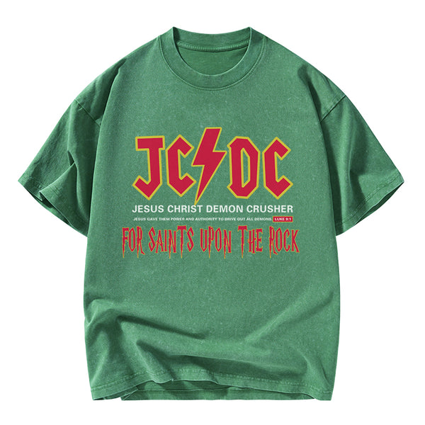 GC-WTSY058 Jesus Christ Demon Crusher Christian Washed T-Shirt