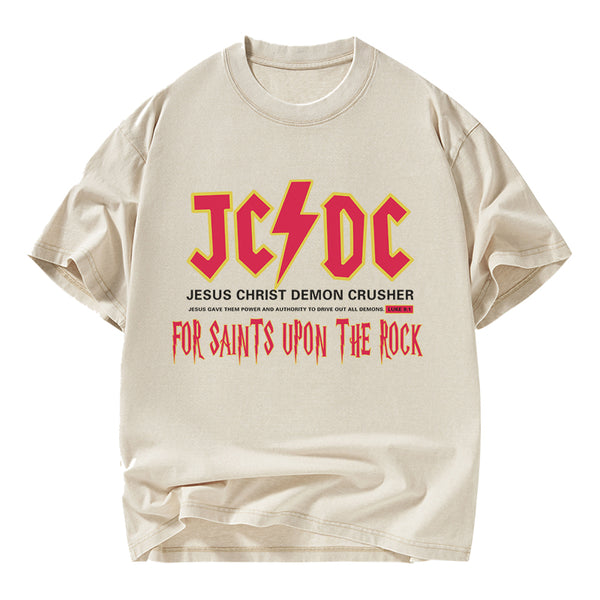 GC-WTSY058 Jesus Christ Demon Crusher Christian Washed T-Shirt
