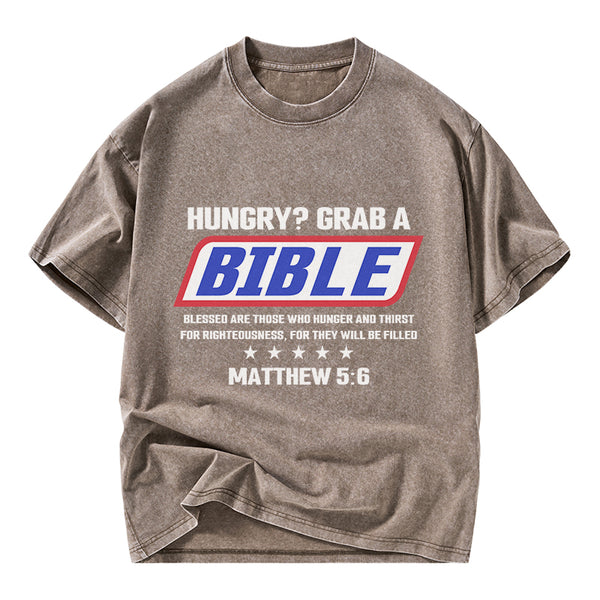 GC-WTSY127 Blessed Are Those Who Hunger And Thirst For Righteousness Christian Washed T-Shirt