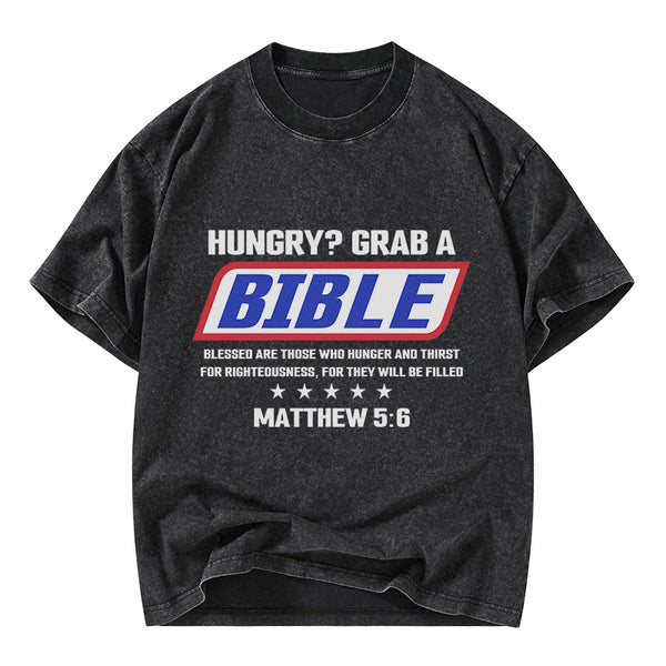 GC-WTSY127 Blessed Are Those Who Hunger And Thirst For Righteousness Christian Washed T-Shirt
