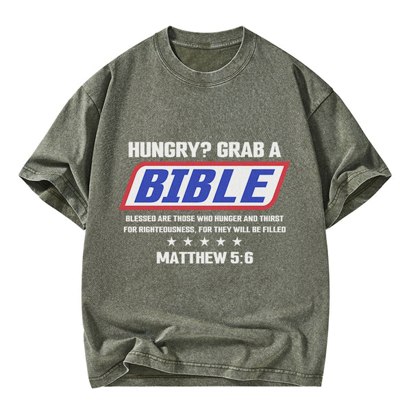 GC-WTSY127 Blessed Are Those Who Hunger And Thirst For Righteousness Christian Washed T-Shirt