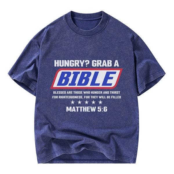 GC-WTSY127 Blessed Are Those Who Hunger And Thirst For Righteousness Christian Washed T-Shirt
