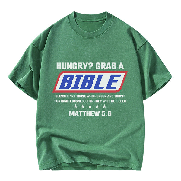 GC-WTSY127 Blessed Are Those Who Hunger And Thirst For Righteousness Christian Washed T-Shirt