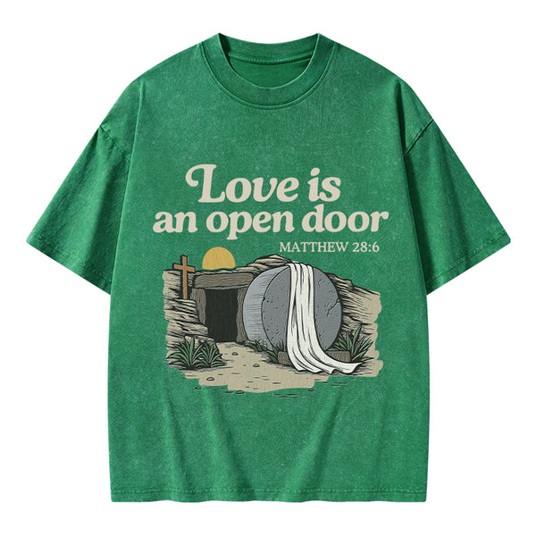 Love Is An Open Door Christian Washed T-Shirt