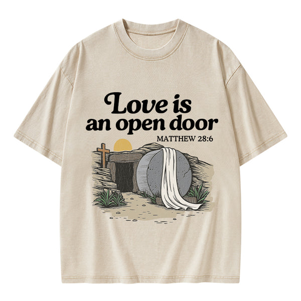 Love Is An Open Door Christian Washed T-Shirt