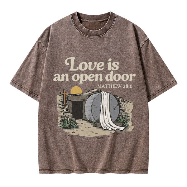 Love Is An Open Door Christian Washed T-Shirt