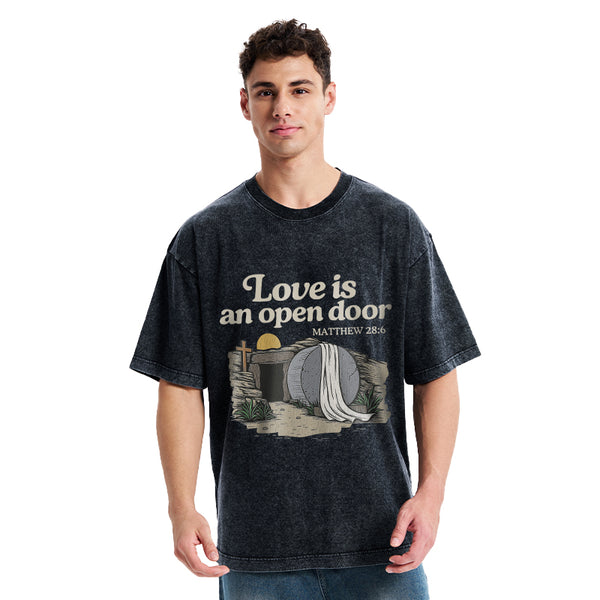 Love Is An Open Door Christian Washed T-Shirt