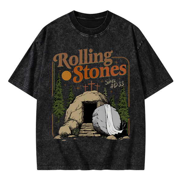 The Stone Was Rolled Away Christian Washed T-Shirt