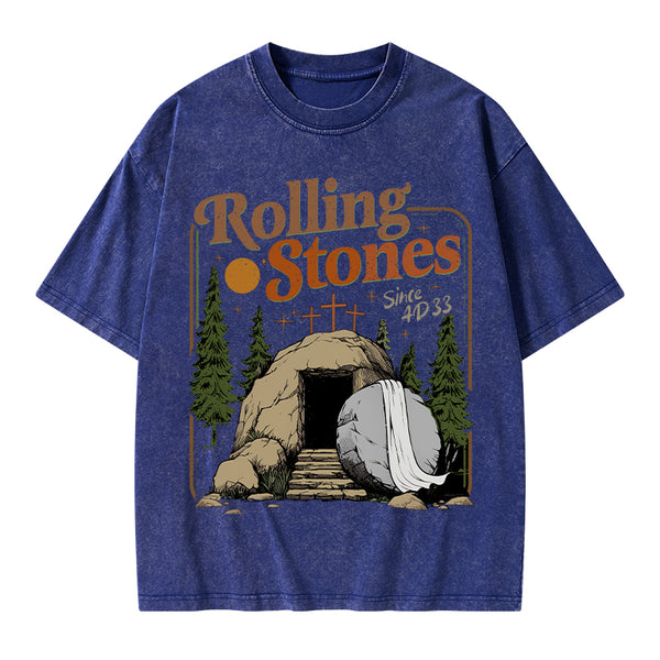The Stone Was Rolled Away Christian Washed T-Shirt