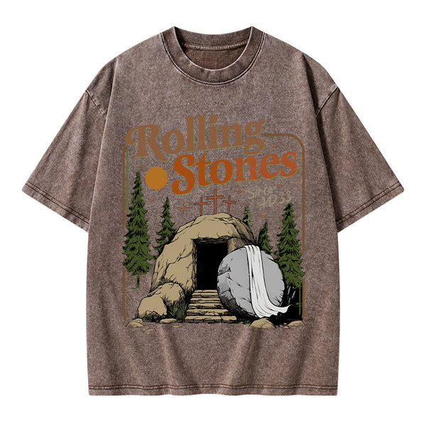 The Stone Was Rolled Away Christian Washed T-Shirt