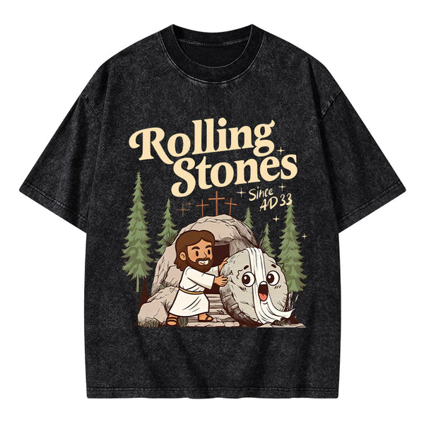 The Stone Was Rolled Away Christian Washed T-Shirt