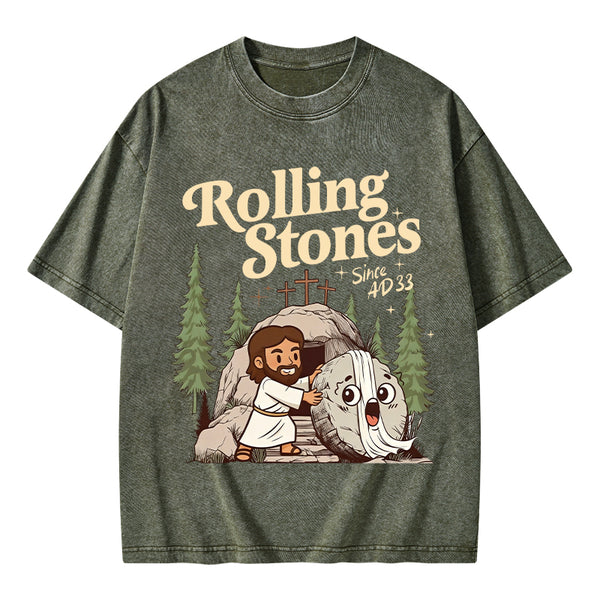 The Stone Was Rolled Away Christian Washed T-Shirt
