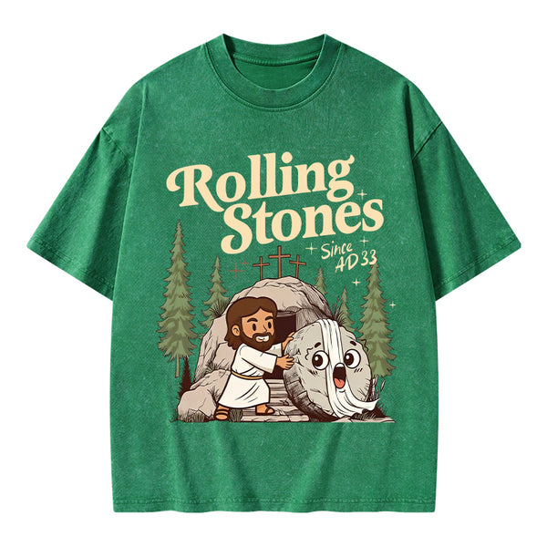 The Stone Was Rolled Away Christian Washed T-Shirt