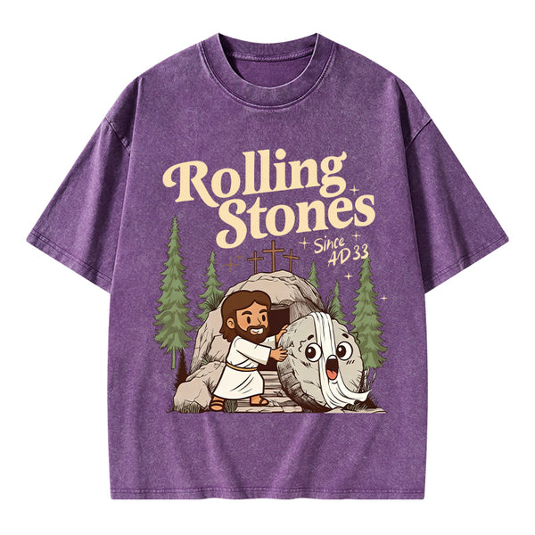 The Stone Was Rolled Away Christian Washed T-Shirt