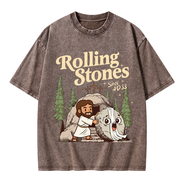 The Stone Was Rolled Away Christian Washed T-Shirt