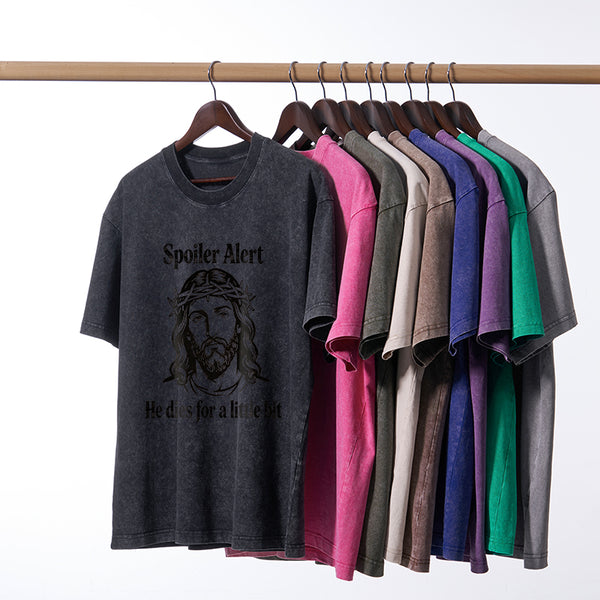 Spoil Alert He Dies For A Little Bit Christian Washed T-Shirt