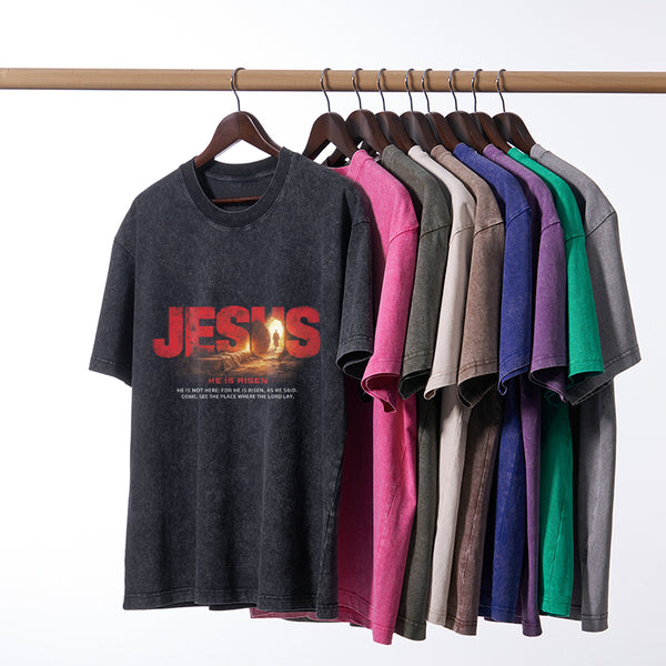 Jesus He Is Risen Christian Washed T-Shirt