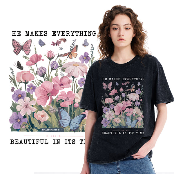 He Makes Everything Beautiful On its Time Christian Washed T-Shirt
