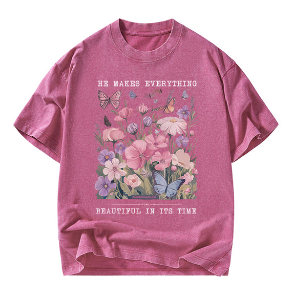 He Makes Everything Beautiful On its Time Christian Washed T-Shirt