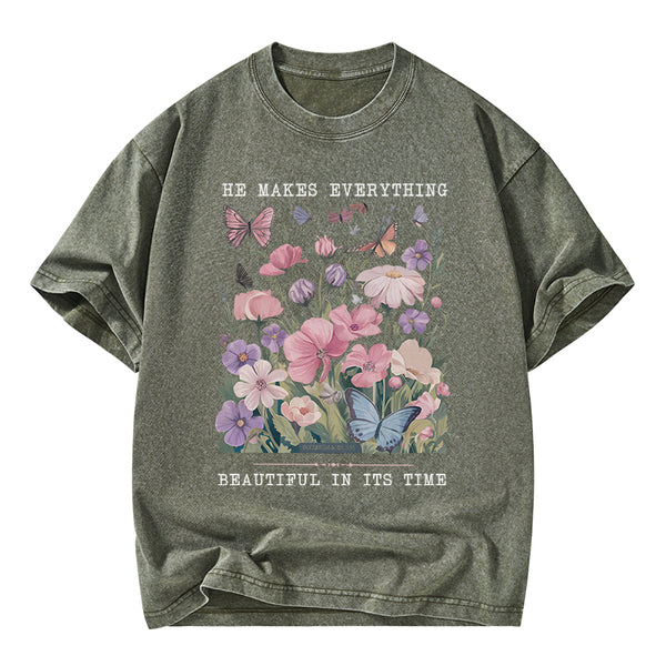 He Makes Everything Beautiful On its Time Christian Washed T-Shirt
