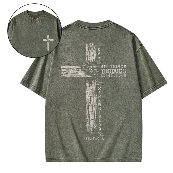 I Can Do All Things Through Christ Christian Washed T-Shirt