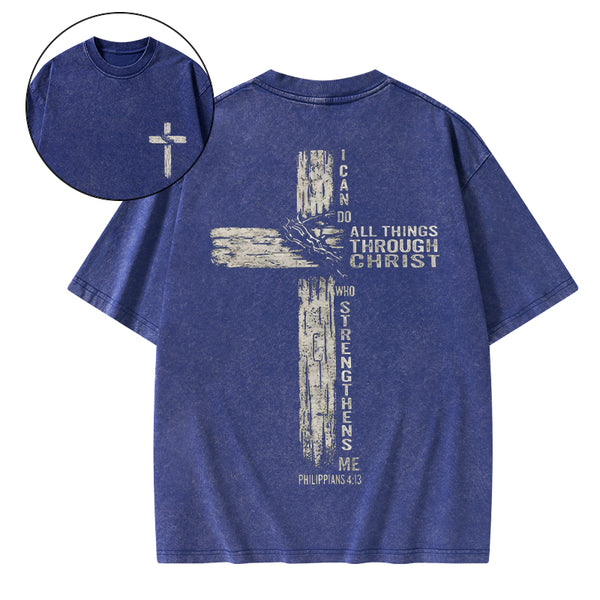 I Can Do All Things Through Christ Christian Washed T-Shirt