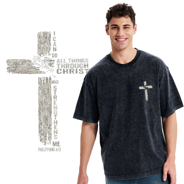 I Can Do All Things Through Christ Christian Washed T-Shirt