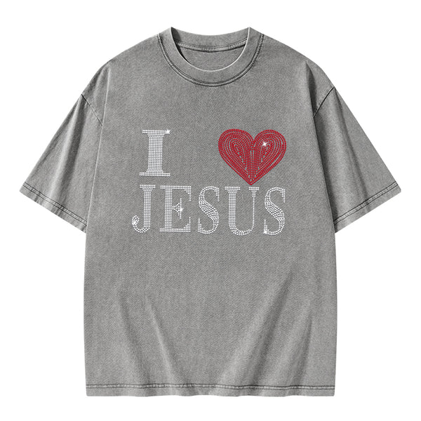 I Love Jesus Christian Washed T-Shirt