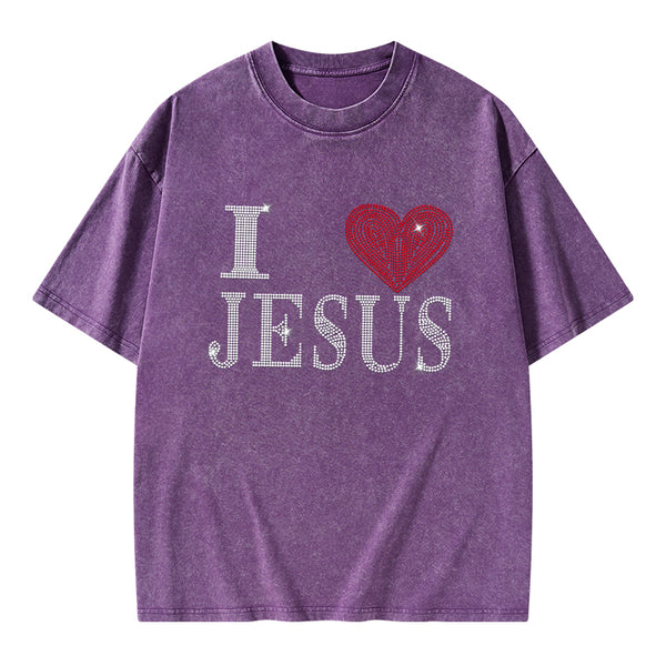 I Love Jesus Christian Washed T-Shirt