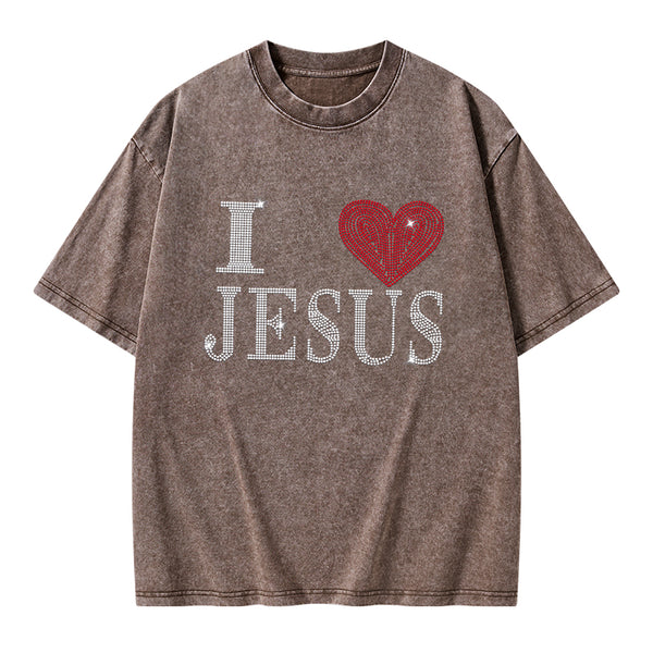 I Love Jesus Christian Washed T-Shirt