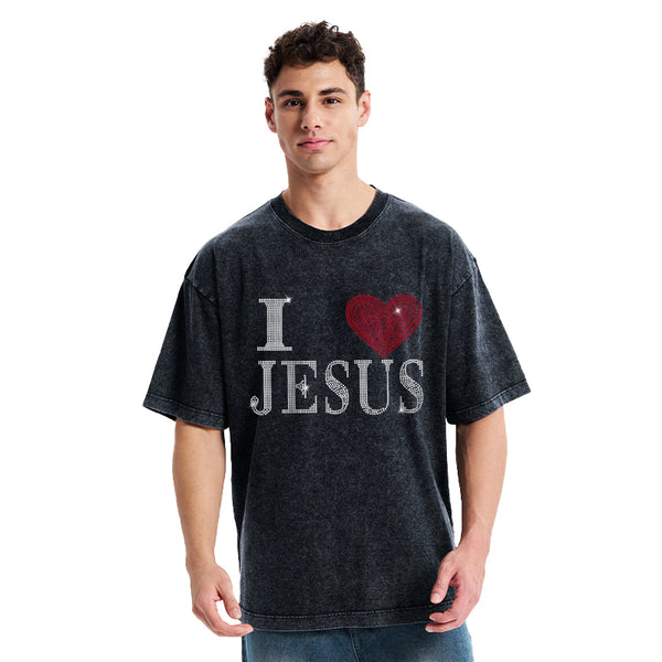 I Love Jesus Christian Washed T-Shirt