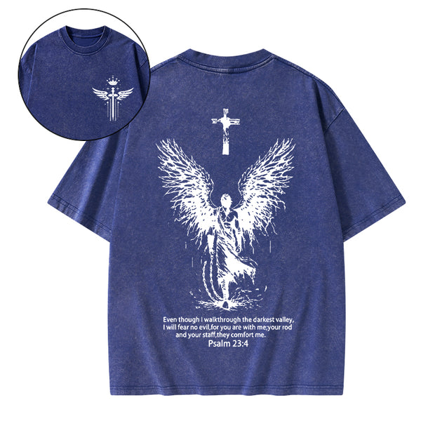 I Will Fear No Evil Christian Washed T-Shirt