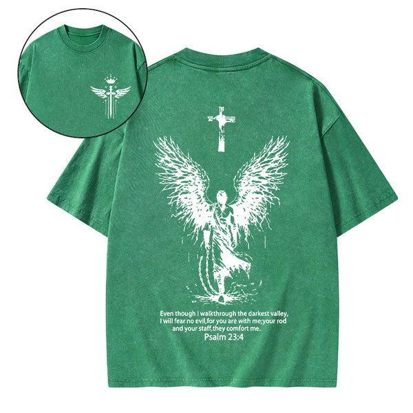 I Will Fear No Evil Christian Washed T-Shirt