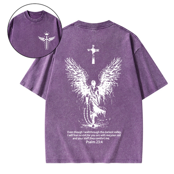 I Will Fear No Evil Christian Washed T-Shirt