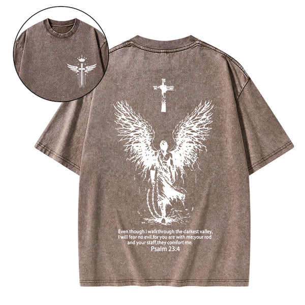 I Will Fear No Evil Christian Washed T-Shirt
