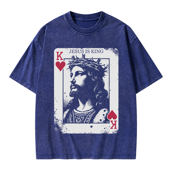 Jesus Is King Card Washed T-Shirt