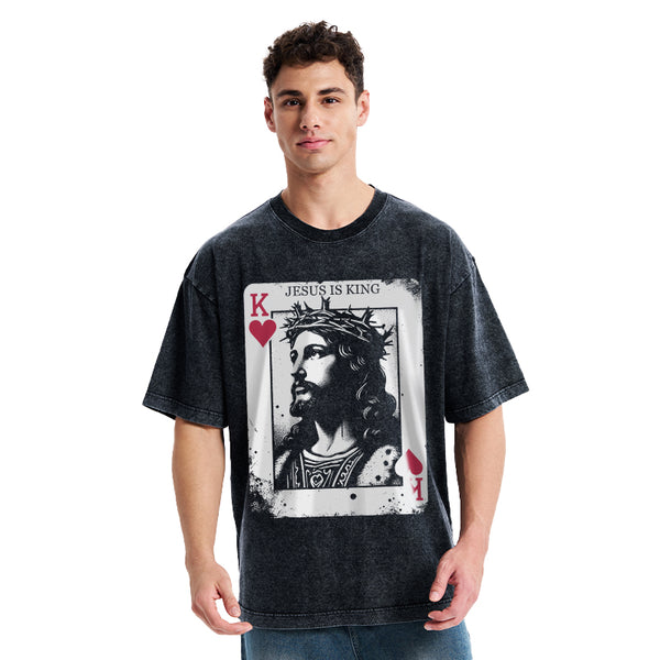 Jesus Is King Card Washed T-Shirt